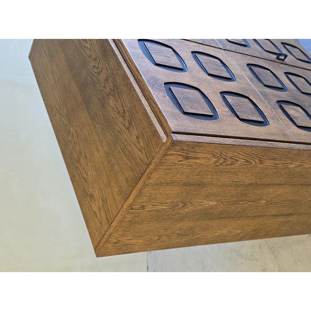 Wood Brutalist Oak Cabinet with Patterned Doors, 1970s For Sale - Image 7 of 12