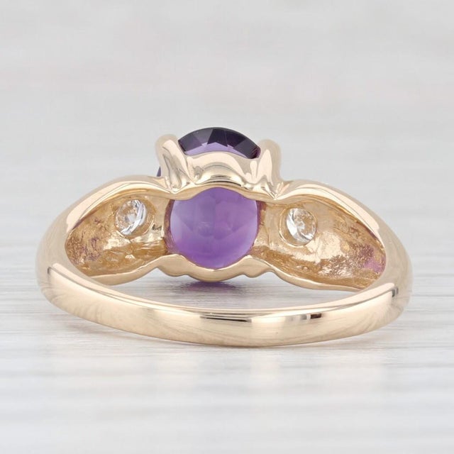 2010s 1.66ctw Oval Amethyst Diamond Ring 14k Yellow Gold Size 7.25 For Sale - Image 5 of 7