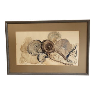 Mid- Century Modern L. Jaffe Signed "Seashells" Original Watercolor Painting - Signed For Sale