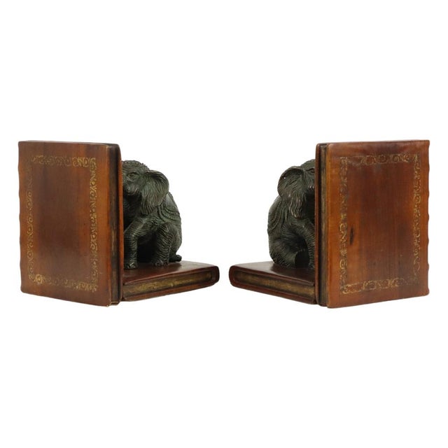 Elephant Bookends in Patinated Bronze, Set of 2 For Sale - Image 9 of 14