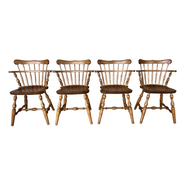 Bent Brothers Maple Comb Back Arm Chairs - Set of 4 For Sale
