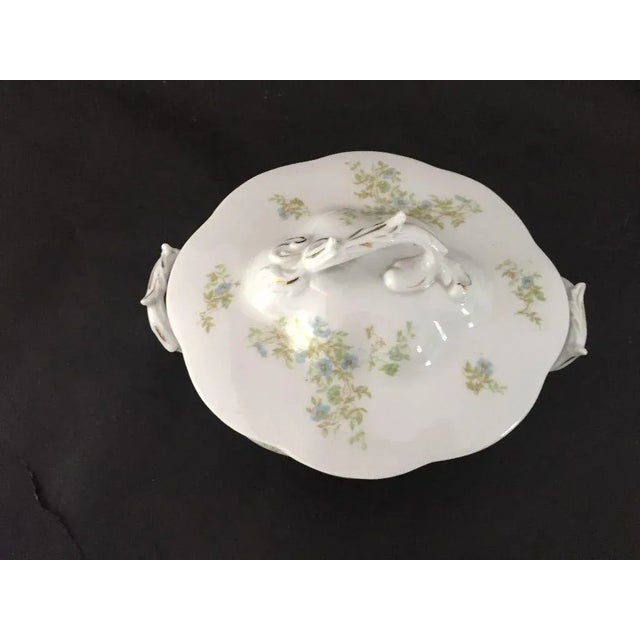French Vintage Floral Bone China Lidded Serving Bowl For Sale - Image 3 of 6