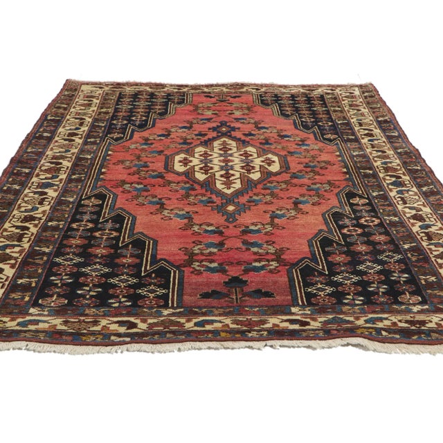 Mid-Century Modern Antique Persian Hamadan Rug - 04'01 X 06'05 For Sale - Image 3 of 11