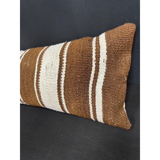 Turkish Hemp Pillow Cushion Natural Beige Brown Cushion Cover 14x40 For Sale - Image 4 of 4