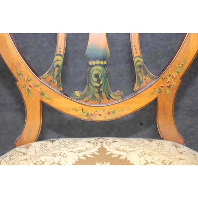 Brown Antique 19th C. English Adams Style Satinwood Armchair, Silk Damask Upholstery For Sale - Image 8 of 11