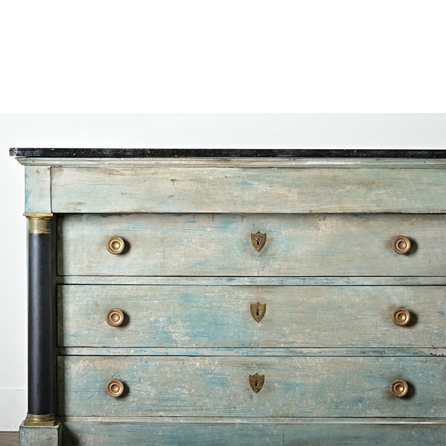 Wood French 19th Century Painted Empire Commode For Sale - Image 7 of 14