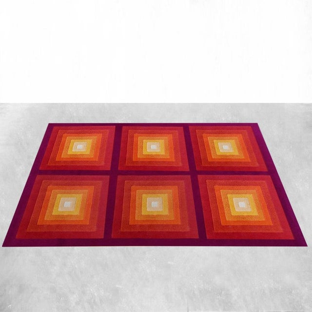 Mid-Century Modern Quadrat Geometric Op Art Rug in the style of Verner Panton, England, 1970s For Sale - Image 3 of 11
