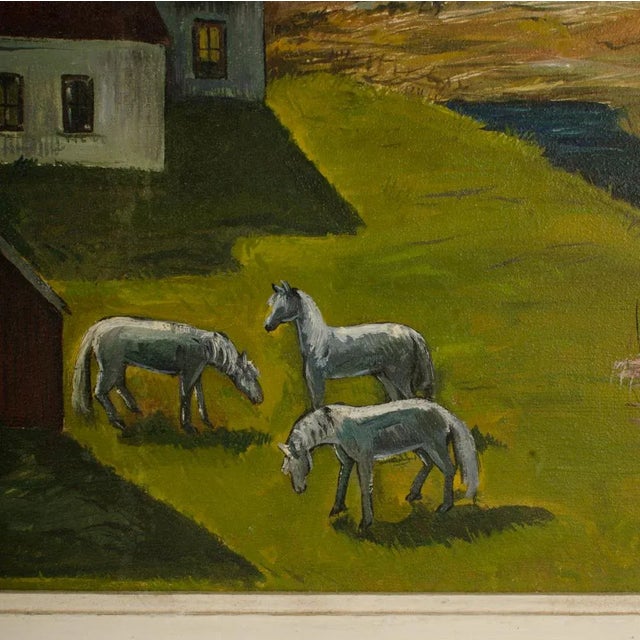 Textile Charles Harsanyi (American 1905-1973) "Peach Orchard in the Valley" Oil Painting For Sale - Image 7 of 13