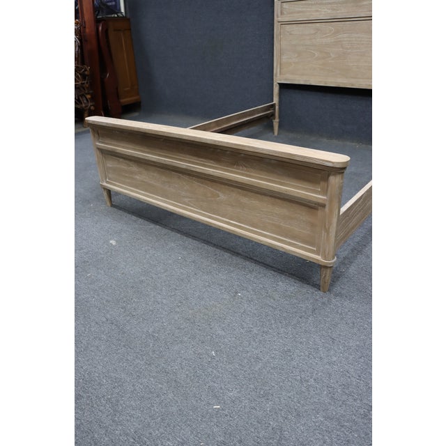 Contemporary Whitewashed Oak Queen Panel Bed Frame For Sale - Image 4 of 14
