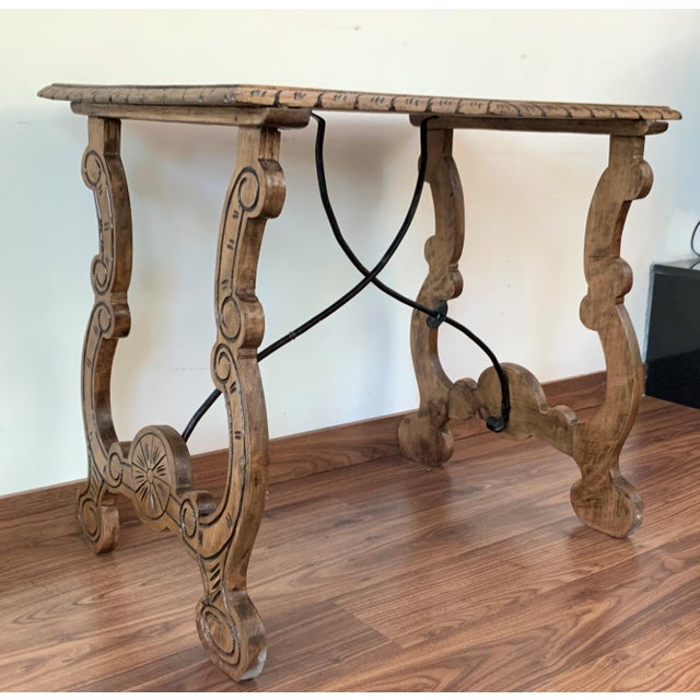 Side Table of Chestnut with Carved Lyre Legs, Spanish, 19th Century For Sale - Image 17 of 18
