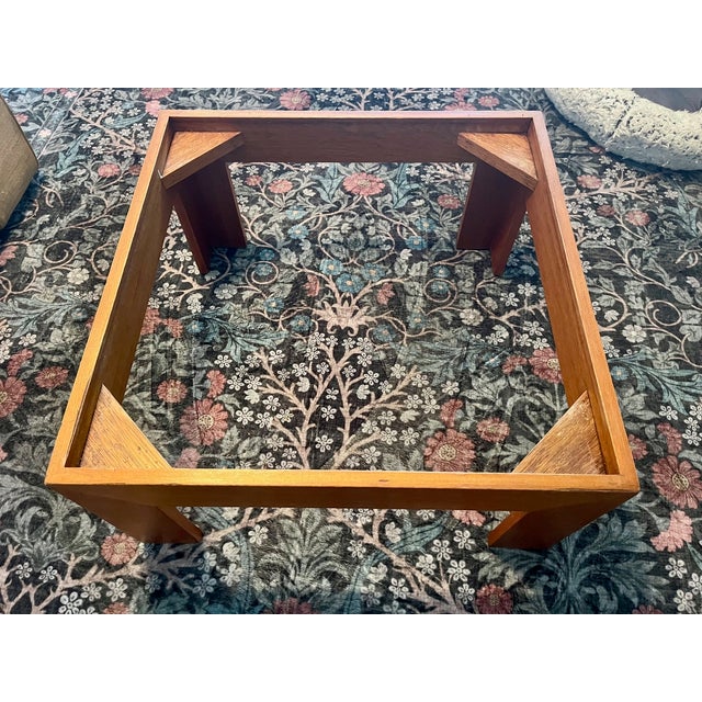 1960s Mid-Century Travertine Coffee Table, Real Stone Top, Waterfall Wood Base For Sale - Image 4 of 8