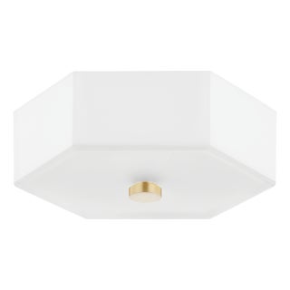 Mitzi Lizzie 11 in. 2 Light Flush Mount in Aged Brass and Polished Nickel Finish For Sale