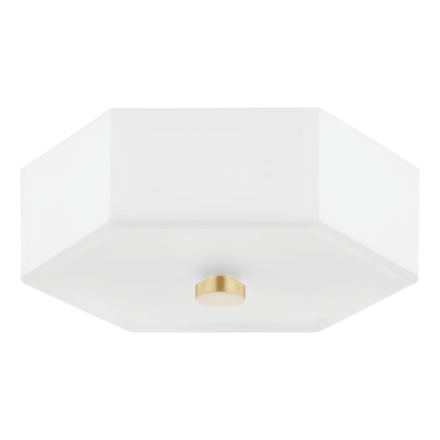 Mitzi Lizzie 11 in. 2 Light Flush Mount in Aged Brass and Polished Nickel Finish For Sale