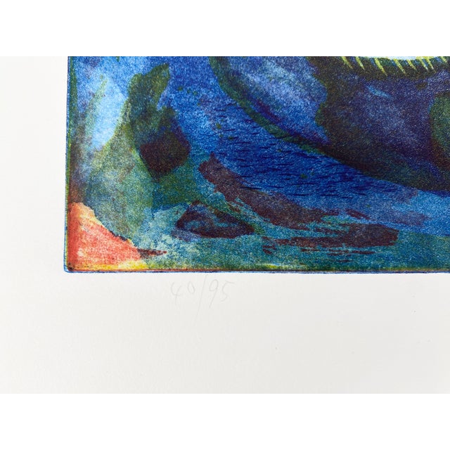 One etching * Material: Handmade paper * Artist: Yoshi Takahashi * Title: "Fish" * Edition: 40/95 * Motif: Underwater...