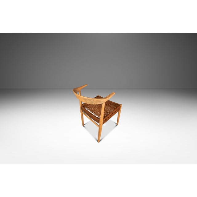 Mid-Century Modern Rare Mid-Century Scandinavian Modern "Horn" Desk / Accent Armchair in Beech & Paper Cord Attributed to Folke Ohllson for Dux, Sweden, C. 1950s For Sale - Image 3 of 18