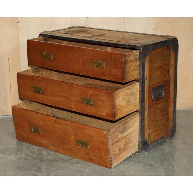 Campaign Oak Zinc Bound Chest of Drawers by Army & Navy C.S.L Makers, 1890 For Sale - Image 11 of 18