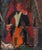 A 1948 oil painting on canvas by Swiss painter Fernand Dubuis (1908–1991). The composition depicts a cellist in tuxedo and...