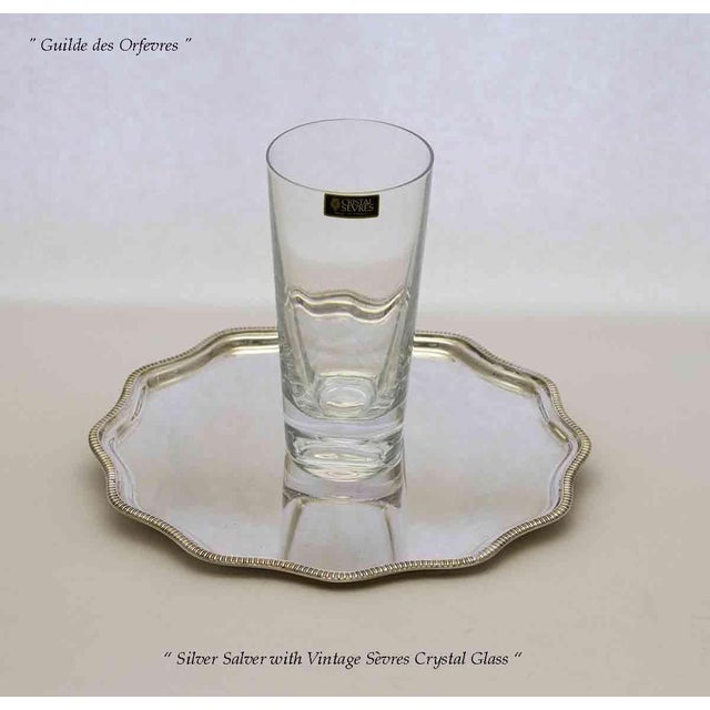 Metal 1970’s Vintage/New Set of 2 Silverplate Scallopped Edge Salver, Gadroon Mount For Sale - Image 7 of 12