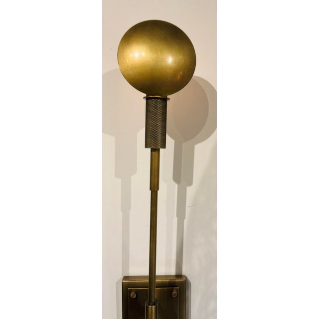2020s Revelation Modern Antique Brass Polar Sconces Pair For Sale - Image 5 of 6