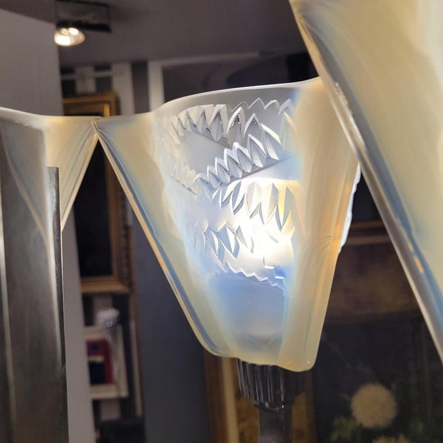 Pendant Light in Glass and Nickel-Plated Metal from Atelier Petitot Paris, 1930s For Sale - Image 18 of 18