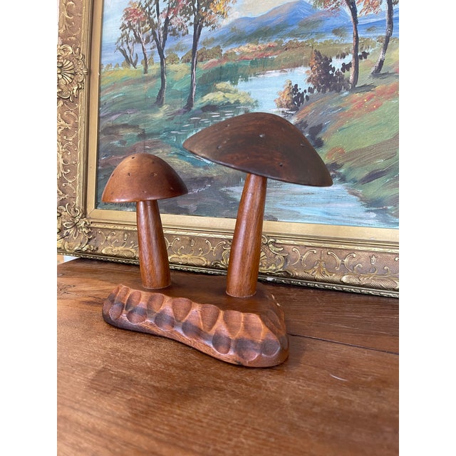 Wood Vintage Mid-Century Hand-Carved Monkey Pod Wood Mushroom Sculpture by Leilani, Made in Philippines. For Sale - Image 7 of 10