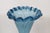 Mexican Small Aqua Blue Vase Mexican Hand Blown Art Glass With Fluted Ruffle Rim 4742b For Sale - Image 3 of 14