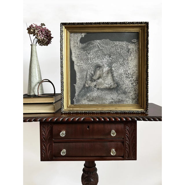 "Rhino" Black Abstract Art in Antique Frame, Black Textured Transitional Wall Art by JTS For Sale In Minneapolis - Image 6 of 11