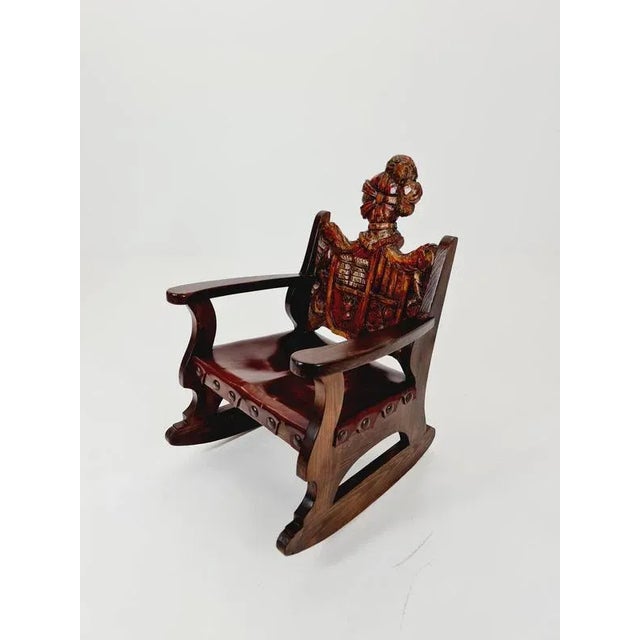 Antique Spanish Hand-Carved Wood Rocking Armchair, 1900s For Sale - Image 15 of 18
