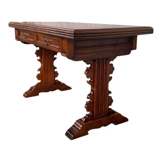 Spanish Colonial Desk or Console Table With Two Drawers Signed by Valentí For Sale