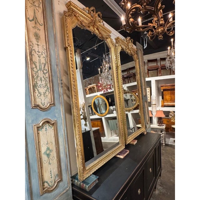 Fine Pair of 19th Century French Louis XVI gilt-wood mirrors. Circa 1880. 79h x 41.5w
