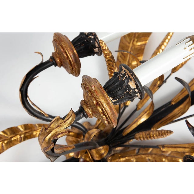 Gothic MCM Italian Style Tole and Carved Wood Sword Sconce For Sale - Image 3 of 6