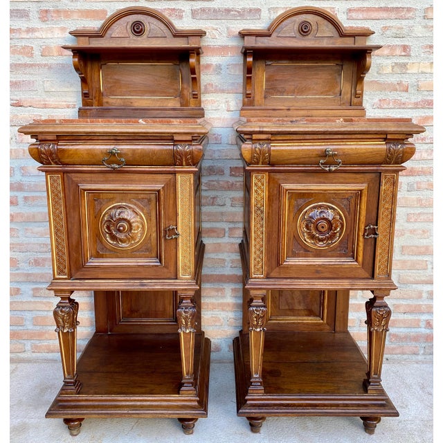 19th Century French Marble Top Bedside Tables, 1890s, Set of 2 For Sale - Image 18 of 18