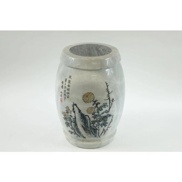 Mid 20th Century Chinese Gray & White Marble Stool For Sale - Image 4 of 4