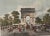 Delightful re-strike print of Arc de Triiomphe de l’Etoile. Colorfully dressed Parisians riding horses, riding in...