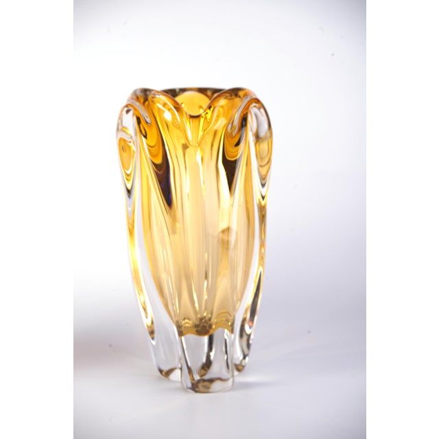 Mid-Century Modern Glass Vase by Josef Hospodka for Sklarny Chribska, Czech, 1970s, Set of 2 For Sale - Image 3 of 15