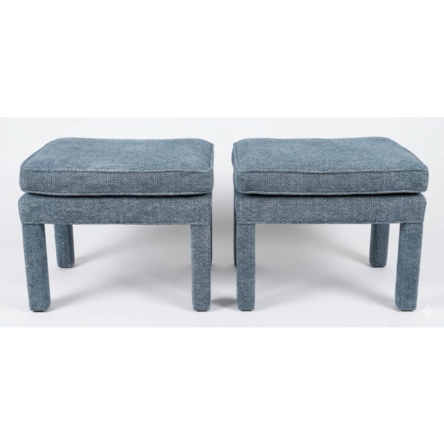 Pair of Pillow Top Ottomans in Kravit Fabric For Sale - Image 11 of 12