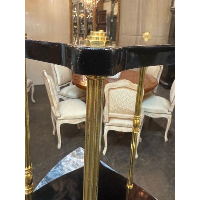 Early 21st Century Pair of Italian Jansen Manner Black Lacquered and Brass Side Table For Sale - Image 5 of 5