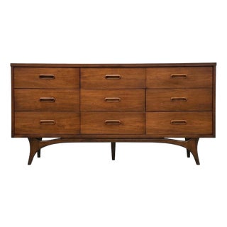 Johnson Carper Walnut and Formica Mid Century Dresser For Sale