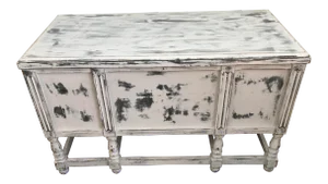 Antique Shabby Chic Annie Sloane Chalk Paris Gray Ikat Paint Storage Trunk
