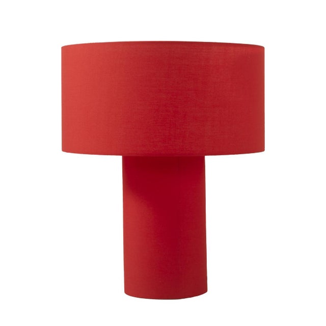 Moonlight Table Lamp - Crimson Red Linen Shade, Dimmer Switch For Sale - Image 4 of 4