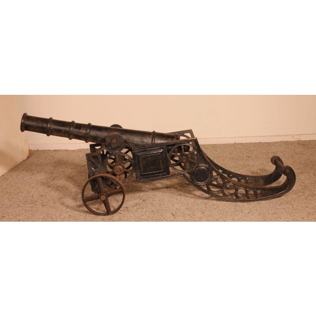 Late 19th Century Decorative English Cast Iron Cannon For Sale - Image 3 of 11