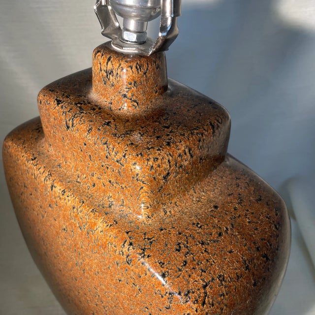 1970s Haeger Brown Speckle Pottery Lamp with Shade For Sale In Chicago - Image 6 of 12