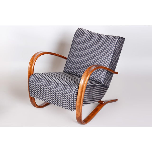 Czech Art Deco Beech Armchair attributed to J. Halabala for Up Zavody, 1930s For Sale - Image 4 of 14