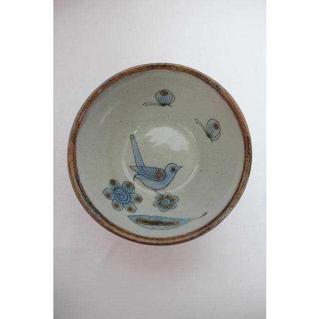 Blue Ken Edwards El Palomar Blue Bird Flowers Mexican Tonala Pottery 6 1/4" Bowl For Sale - Image 8 of 8