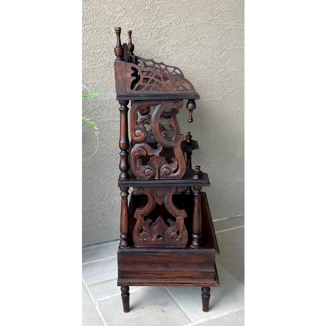 Early 20th-Century Victorian Gothic Revival-Style Fretwork Étagère With Drawer For Sale - Image 10 of 18