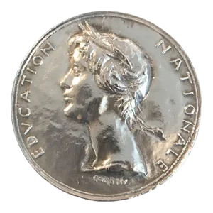 Signed, Silver French Medal: Education Nationale: Teaching Award From 1944
