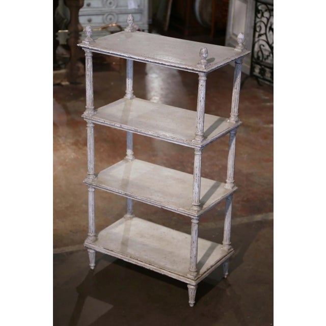 19th Century French Louis XVI Painted Oak Four-Tier Etagere For Sale - Image 9 of 9