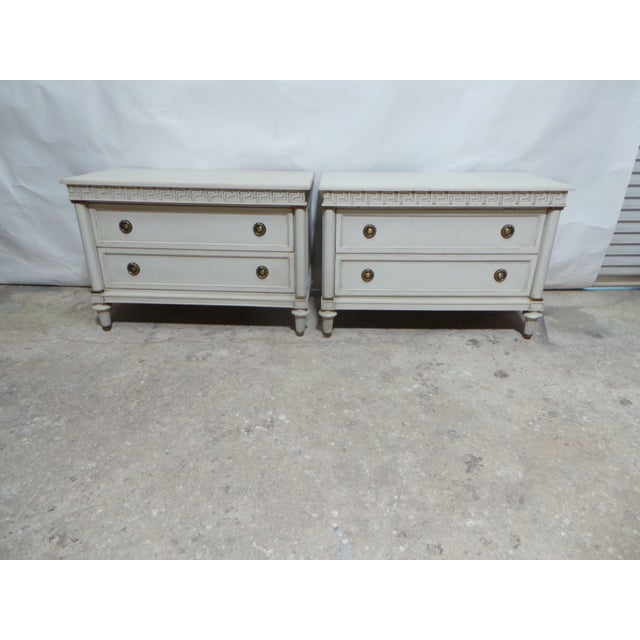 1950s Gustavian Style Unique Greek Key 2 Drawer Chest of Drawers For Sale - Image 5 of 14