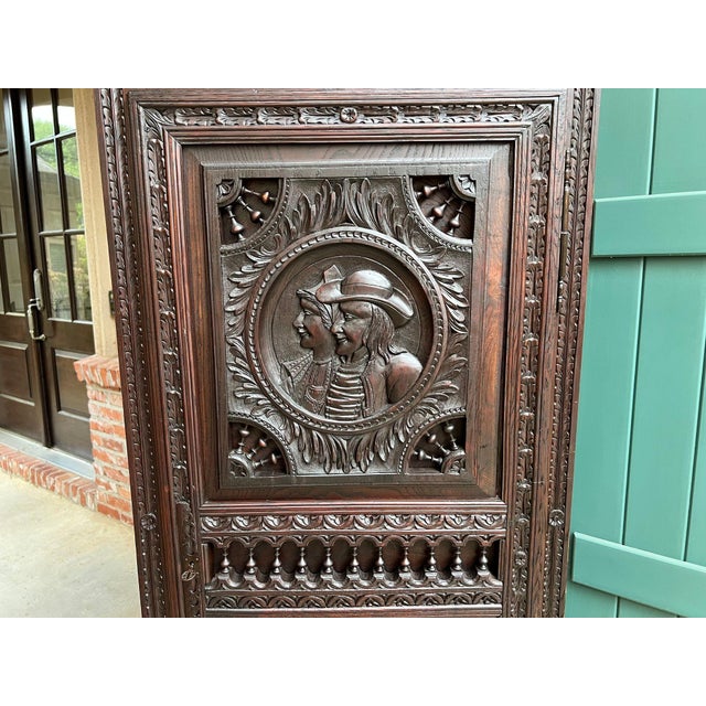 Brown Antique French Breton Cabinet Armoire Carved Crown Brittany Wardrobe C1890 For Sale - Image 8 of 18