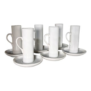 LaGardo Tackett for Schmid Porcelain Demitasse Espresso Cups and Saucers, 1960s - Set of 6 For Sale